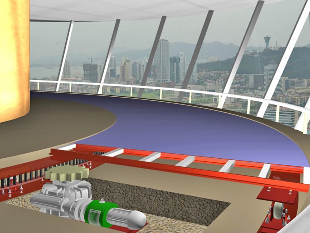 Weizhong Pin-Gear Drive system for revolving restaurant